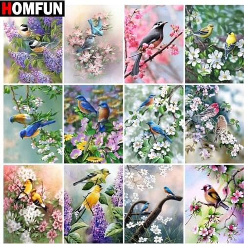 HOMFUN Rhinestone Painting Crystal Decor Diy Diamond Painting "Flower tree bird" 3D Cross Stitch Pattern Diamond Embroidery