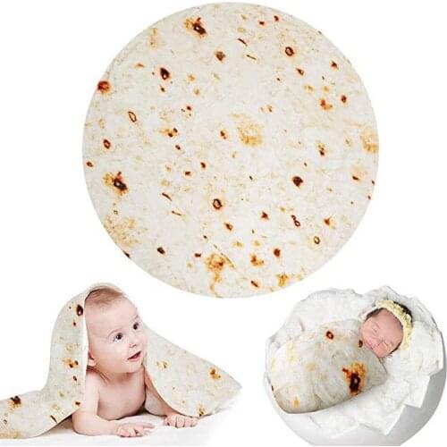 180cm Comfort Food Creations Burrito Wrap Novelty Blanket Perfectly Round Tortilla Home Decoration Wearable Mat Warm Soft Shawl