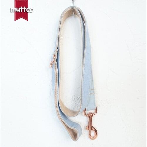 MUTTCO retailing self-design collar THE LIGHT JEAN handmade collar wathet blue and white 5 sizes dog leash UDC034M