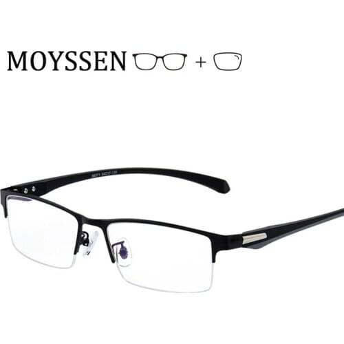 Mens Business Style Half Rim Metal Alloy Eyeglasses Leisure Formal Optical Eyewear Myopia Glasses Frame Prescription Lenses