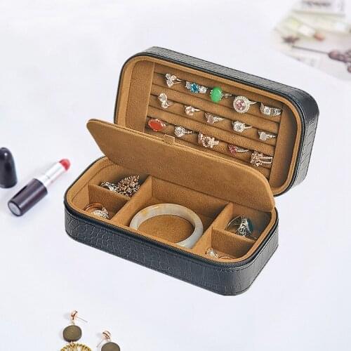 NHBR Jewelry Box Faux PU Leather Earrings Necklace Bracelet Storage Portable Travel Jewellery Necklace Box
