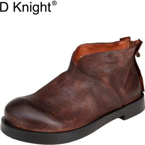 New In Genuine Leather Ankle Chelsea Boots For Women Hand-Polished Retro Soft Sole Motorcycle Single Shoes Womens Western Boots