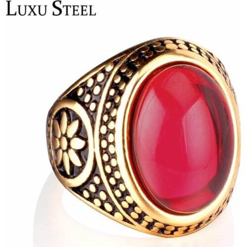 LUXUSTEEL Stainless Steel Red Color Finger Rings Engagement Rings Party Wholesale Wedding Rings