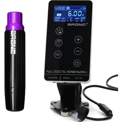 Original HUMMINGBIRD BRONC Professional Tattoo Rotary Pen Machine Power Kit Set For Cartridge Needle Tattoo Body Art