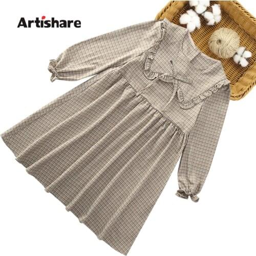 Dress Girl Plaid Pattern Kids Party Dresses For Girls Casual Style Party Dress For Children Spring Autumn Clothes Girl