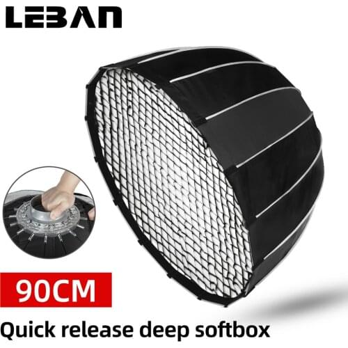 Portable 90CM Quickly Fast Installation Deep Parabolic Softbox + Honeycomb Grid Bowens Flash Speedlite Reflector Studio Softbox