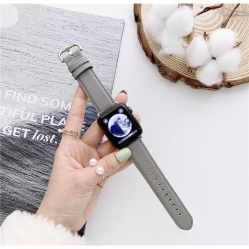 High quality Genuine leather strap for apple watch band 6 SE 42mm 44mm For iwatch 5 4 3 2 38 40 real leather belt