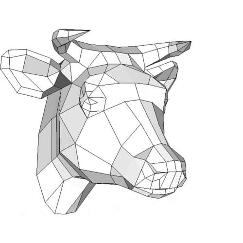 DIY Home Decoration Cattle Ox Cow Head Paper Model Puzzles Toy Animal for Restaurants Bar Waterproof Educational Folding Model