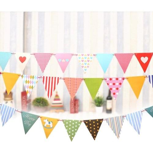 Heart Dot Flag Banner Garland DIY Glitter Bunting Paper Birthday Banner for Home Event Party Wedding Decoration Party Supplies