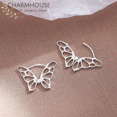 Small Hoop Earrings For Lady Women Exquisite Butterfly Earing Cuff S925 Sterling Silver Jewelry Accesories Pendientes Mujer
