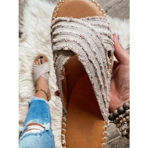 Slippers Women 2021 Summer Shoes Women Flat Platform Sandals Vintage Ladies Open Toe Casual Beach Shoes Canvas Slides Flip Flops