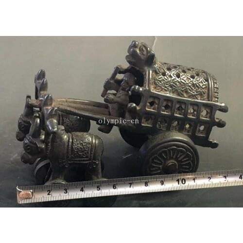 Old tibet bronze copper handwork horse carriage gharry horse-drawn cart