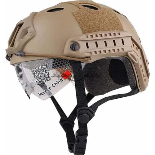 Tactical Airsoft PJ Fast Helmet with Goggles Paintball Military Airsoft CS Head Protective Helmet Lightweight Hunting Helmet