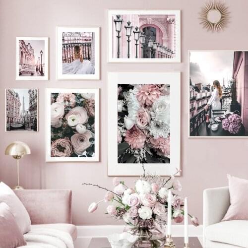 Street Paris Tower Rose Flower Girl Fashion Art 5D DIY Poured Diamond Painting Kits Scalloped Edge Nordic For Living Room Decor