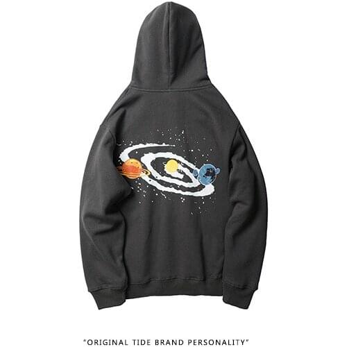 Universe Big Bang Print Fleece Pullover Hoodies Streetwear Fashion Tops Couple wear Sweatshirts Men Casual Hooded Hoodie Hip Hop