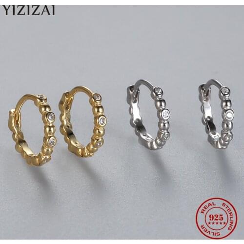 YIZIZAI Genuine 925 Sterling Silver Bohemian Minimalist CZ 18k Hoop Earrings Womens Hypoallergenic Jewelry Wholesale
