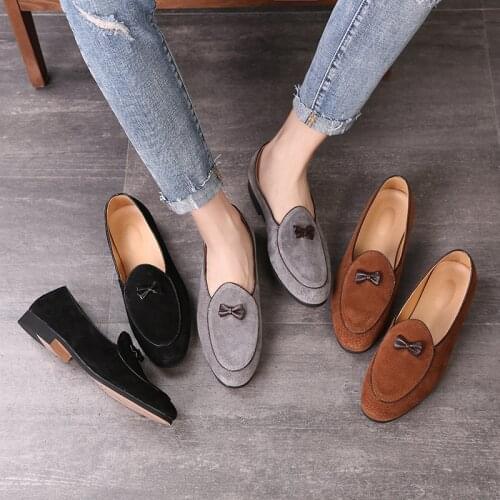 Suede Leather Men Loafers Dress Shoes Male Boat Shoe Casual Shoes Man Party Wedding Footwear