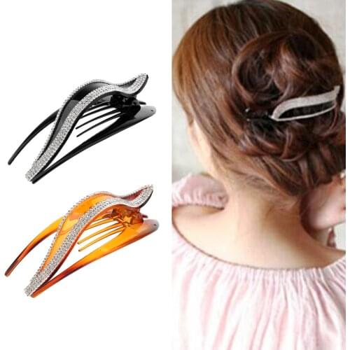 Women Bling Rhinestone Hair Claw Grips Clip Clamps Crystal Hair Pin Jewelry Barrette