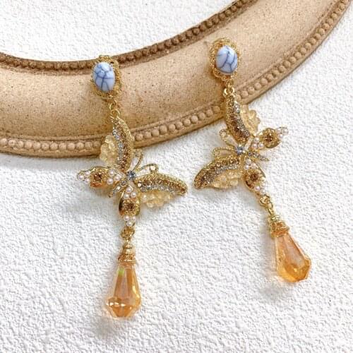 Baroque Pearl Butterfly Earrings For Women Statement Elegant Fashion Jewelry Elegant Insect Drop Earring