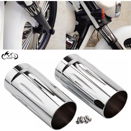 1Pair Motorcycle Chrome CNC Fork Boot Slider Covers For Harley 86-13 Touring Road Electra Street Glide FLHT FLTR Road King FLHR