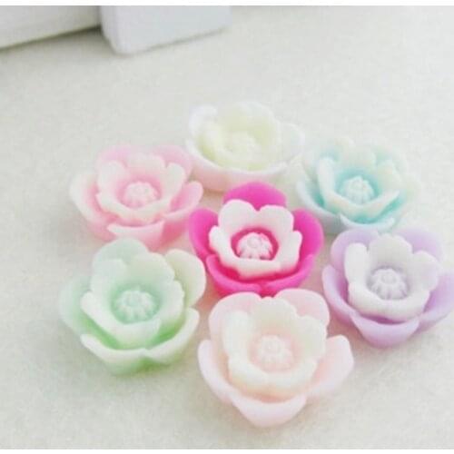 10mm Mixed colors optional High-grade double layer Resin Flower Cabochon Flat back Jewelry Accessories 100pcs/bag 004004086