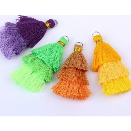 100pcs/lot 3d Tower Tassel Fringe Arts Crafts Harmonious Color Sewing DIY Apparel Fabric Hat Fun Keychain Accessories Bulk Gift