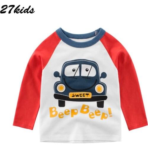 27Kids Spring Kids T shirt Baby Boy Girls Clothes Cotton Children T-shirts for Boy Hip Hop Print Long Sleeve Tops Boys T Shirts