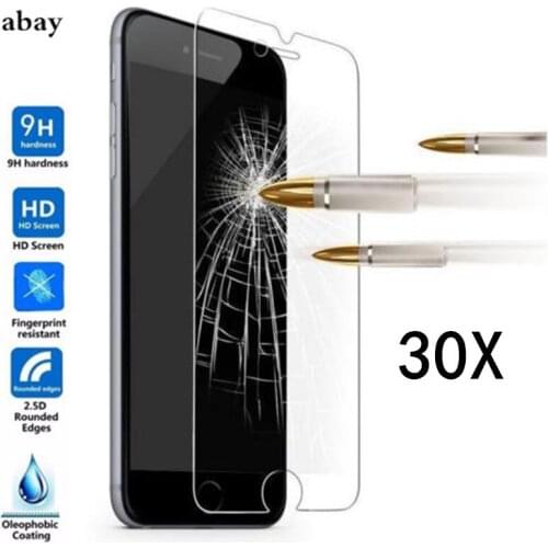 30Pcs/Lot 9H Clear Tempered Glass For iPhone 5 5s 6 6S 7 8 plus X XR XS Max 4 4s Anti-scratch Screen Protector Protective Film