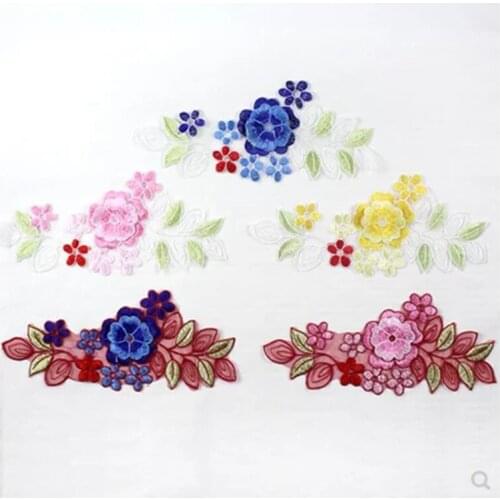 3D Lace Embroidery Flower Shaped Collar Bust Patches Polyester Patching on Accessories for Ethnic Style Clothes or woman garment