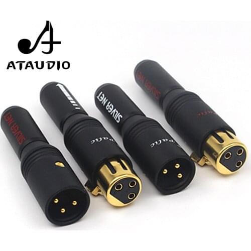 4 PCS ATAUDIO 24K Gold Plated Microphone HIFI XLR Plug High Quality Male and Female XLR Plug Adapter For Diy