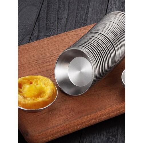 4 Pcs Stainless Steel Egg Tart Mould Baking Mold Household DIY Oven Egg Tart Jelly Mold Cake Cup Mould