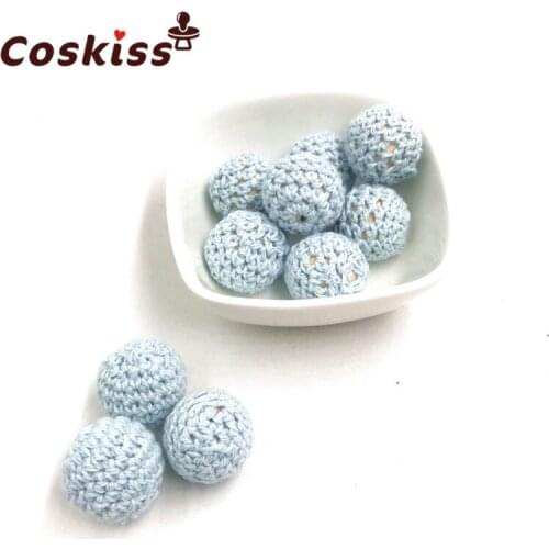 Crochet Beads Can Chew Beads 20mm 5pcs DIY Teething Necklace Pacifier Chains Accessories Wooden Teether Baby Teether