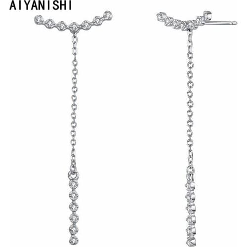 AIYANISHI 925 Sterling Silver Dangle Earrings Ear Line Earrings Wedding Engagement Silver Chandelier Drop Earrings Lovers Gifts