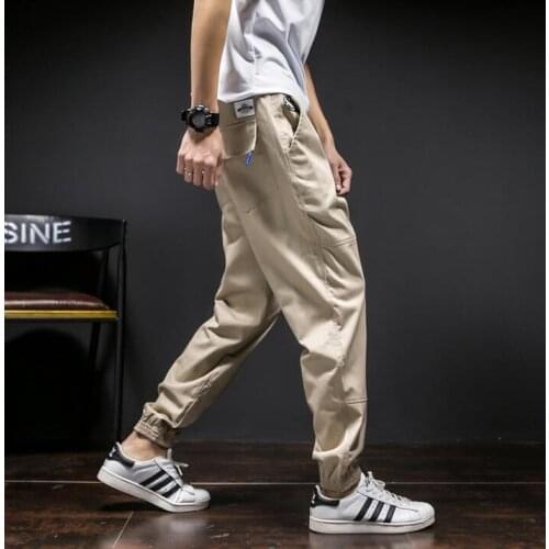 Teenage plus size casual pants mens trousers men harem pants solid color khaki overalls slim black navy army green M - 5XL