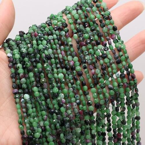 4mm Natural Stone Epidote Zoisite Beads Faceted Oblate Loose Spacer Beads for Women Jewelry Making 14'' DIY Bracelet Necklace