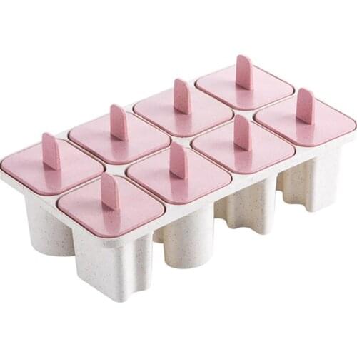 Kapmore 1pc Wheat Straw Plastic Ice Pop Mold Multi-Purpose 8-Cavity DIY Creative Ice Cream Mold Popsicle Mold Ice Tools