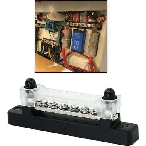 6 Terminal Bus Bar Kit Cover Single Row Ground Distribution Block, Wire Organization Durable