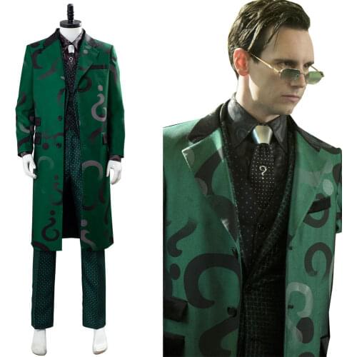 Fast Shipping Anime Gotham Season 5 The Riddler Cosplay Edward Nygma Costume Coat Uniform suit Halloween Christmas gift for Boy