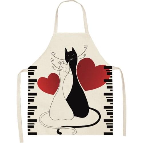 Cat Pattern Cleaning Colorful Aprons Home Cooking Kitchen Apron Cook Wear Cotton Linen Adult Bibs barber mat maid apron 68x55cm