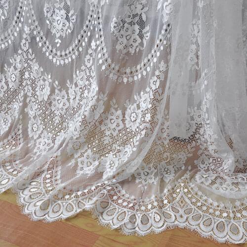 French Eyelash Lace Fabric 150cm White Black Diy Exquisite Lace Embroidery Clothes Wedding Dress Accessories
