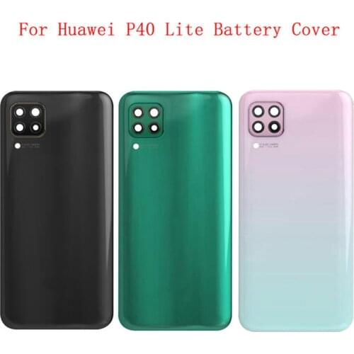 Battery Case Cover Rear Door Housing Back Case For Huawei P40 Lite Battery Cover Camera Frame Lens with Logo