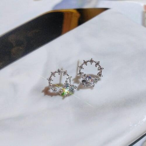 Hot Sale Heart Shaped Woman Earrings Jewelry Crystal Shiny Zircon Engagement Party Bridal Earrings Fashion Earrings