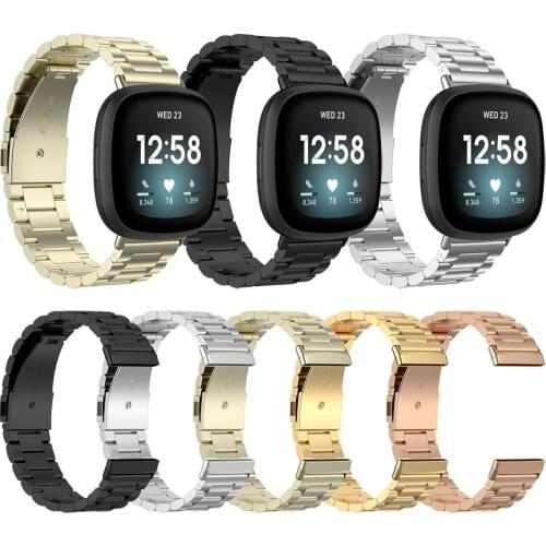 Metal Stainless Steel Wrist bands For Fitbit Versa 3 / Sense Strap Replacement Band for fitbit Versa3 Bracelet Watchband