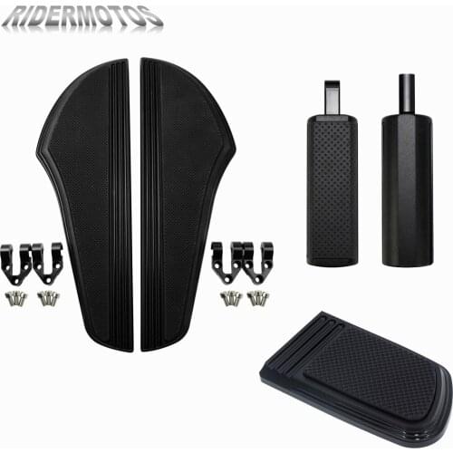 Motorcycle Black Front Rear Floorboard Passenger Foot Pegs Footrest Brake Pedal Cover For Harley Touring FLHT Dyna Switchback