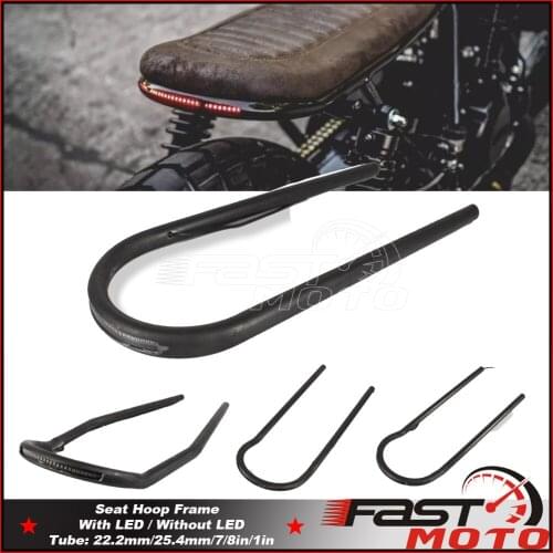 Motorcycle 7/8" Tube Modified Upswept Rear Seat Frame Hoop Loop LED Brake Turn Signal Light For Honda CB Yamaha SR Suzuki GS BMW