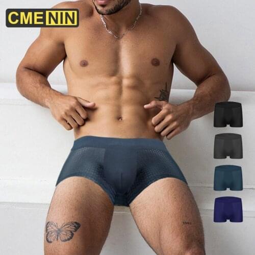 CMENIN Sexy Mesh Breathable Men Underwear Boxer Solid 4 Color Boxershorts Panties Cueca Boxers Shorts Underpants Lingeries CM002