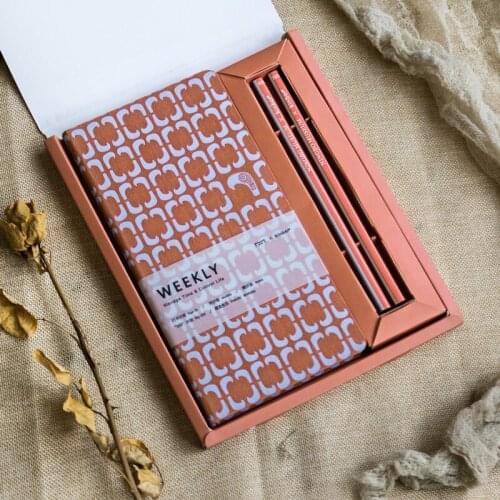 Cool Musuem Theme Red Weekly Planner Set DIY Undated Calendar+Monthly Plan+Weekly Plan+Check List+Free Pages