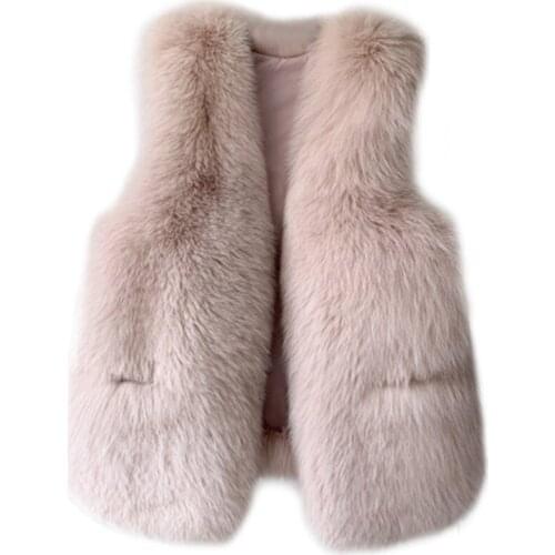 2020 New Winter Faux fox Fur Coats Womens Fur Vest Slim Warm Female Outerwear Bottoming Lady Trendy Short Korean Jackets N839
