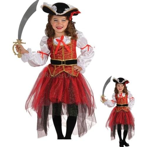 Halloween Christmas Pirate Costumes Girls Party Cosplay Costume For Children Kids Clothes Girls Performance Clothing 95cm-135cm
