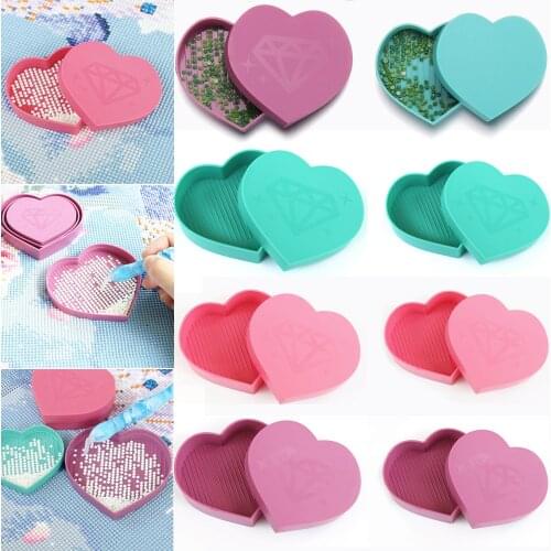 DIY Heart-Shaped Plastic Diamond Painting Tray Storage Box Drill Plate Cross Stitch Embroidery Diamond Painting Beading Plates
